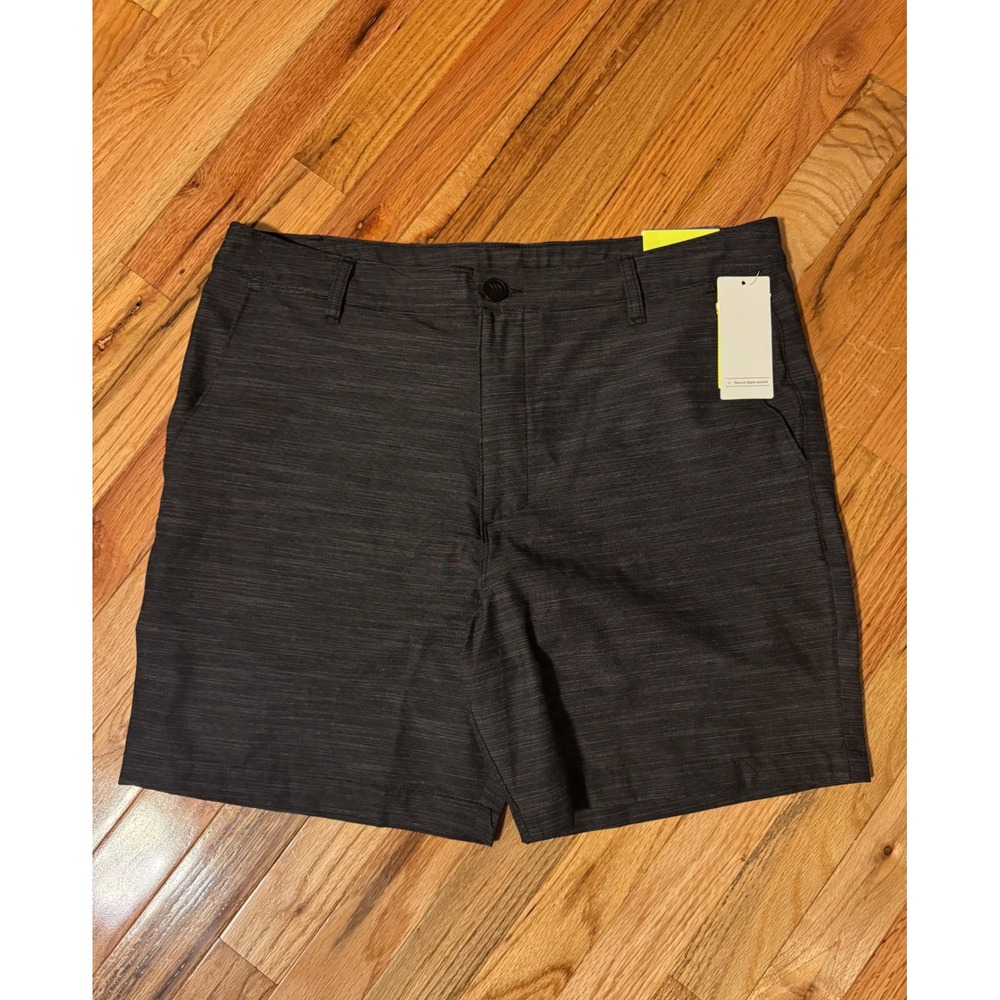 All In Motion Mens 7 Inch Golf Shorts Black Heather Stretch Quick Dry Size 36